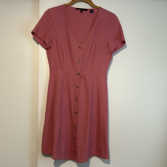 Pink linen blend dress - Picture 1 of 3